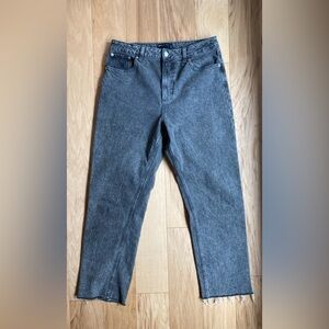 ASOS Women's Black Washed Raw Hem Ankle Jeans